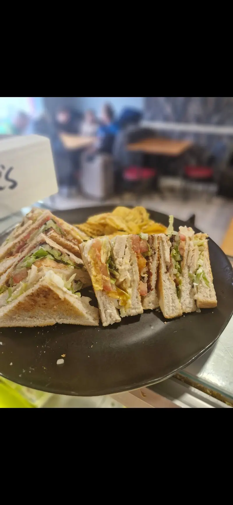 Club sandwich with crisps at Goodies cafe