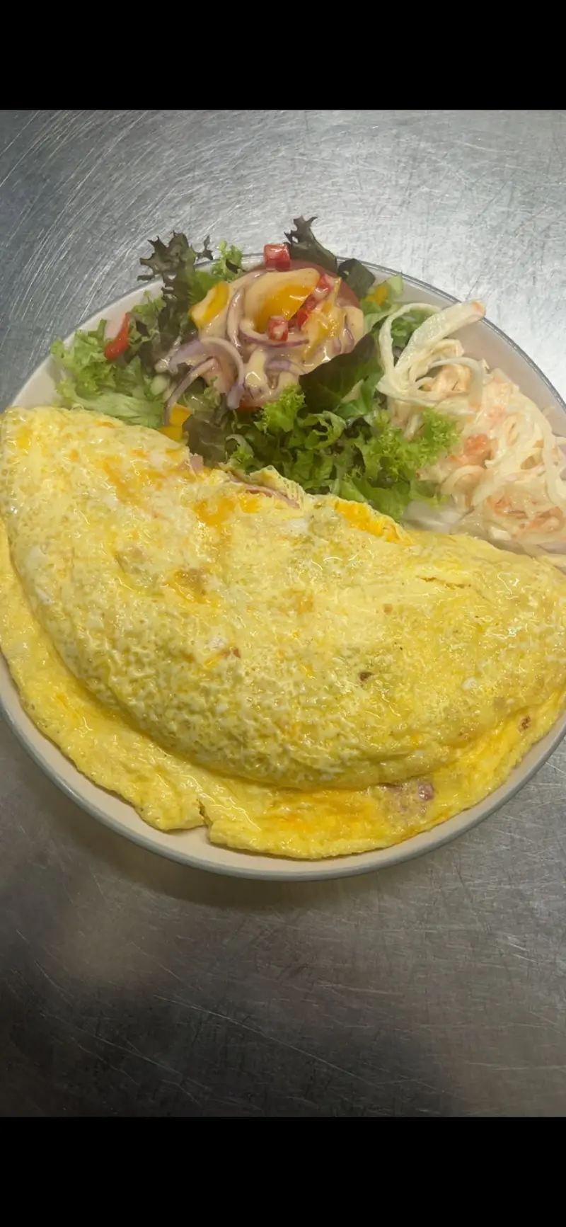 Fresh omelette with side salad at Goodies